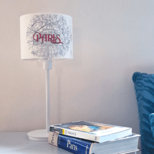 Personalized lampshade with a map of the city - Paris in this example - city of love on the lamp to celebrate your memories